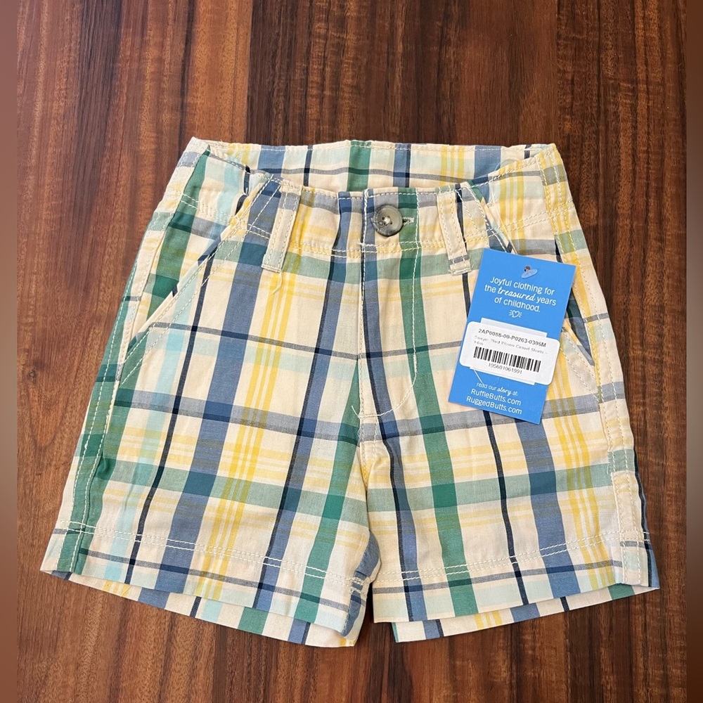Rugged Butts Plaid Woven Casual Shorts 3-6M